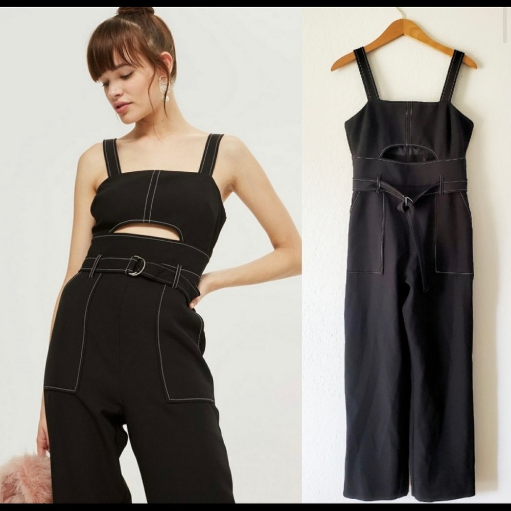 Topshop stitched belted jumpsuit